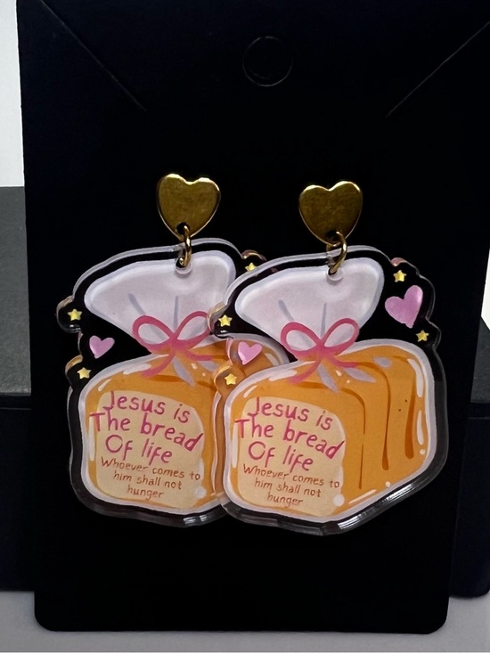 Beyond Grateful Jewelry - Bread of Life Acrylic Dangle Earrings - Pink & Orange